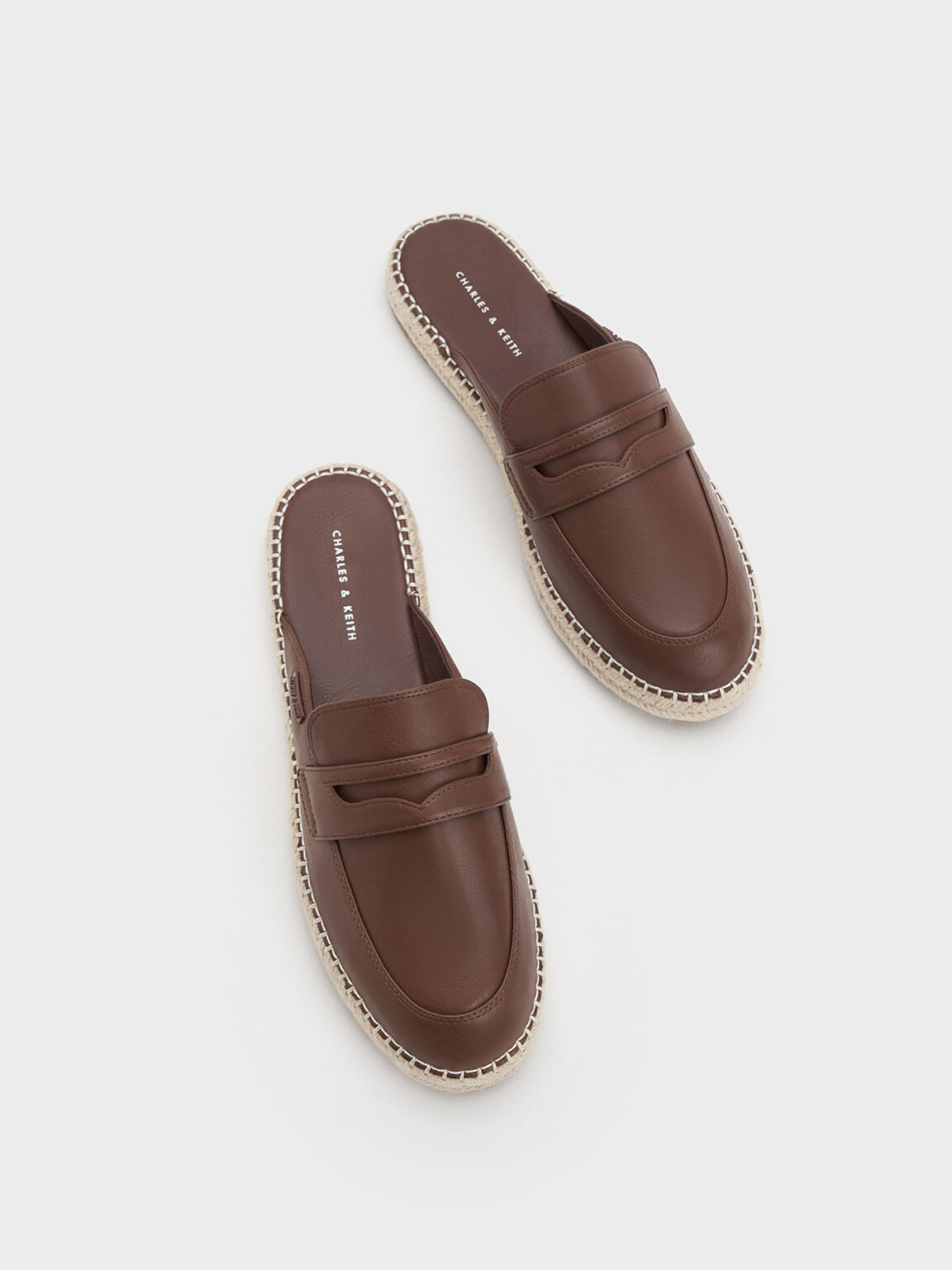 Penny Loafer Backless Espadrilles Brown