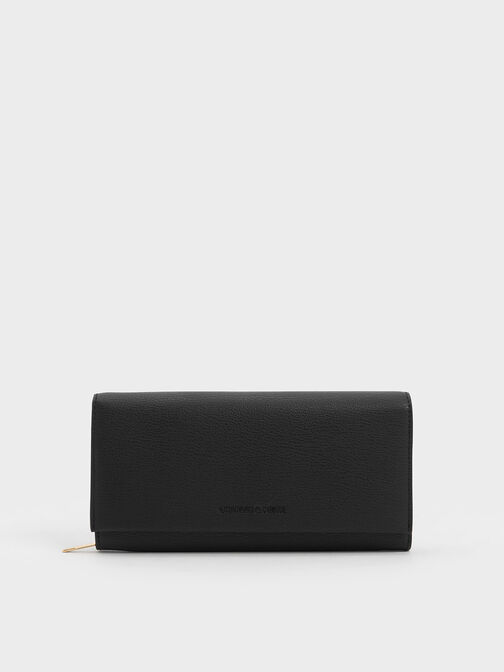 Front Flap Long Wallet, Black, hi-res