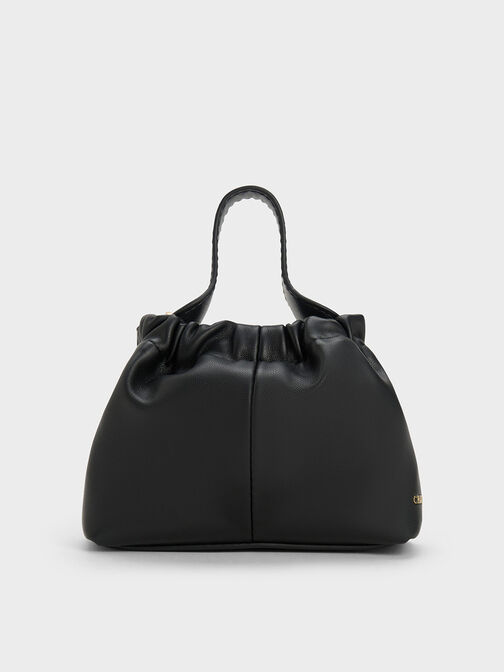 Mini Ally Ruched Slouchy Bag, Black, hi-res