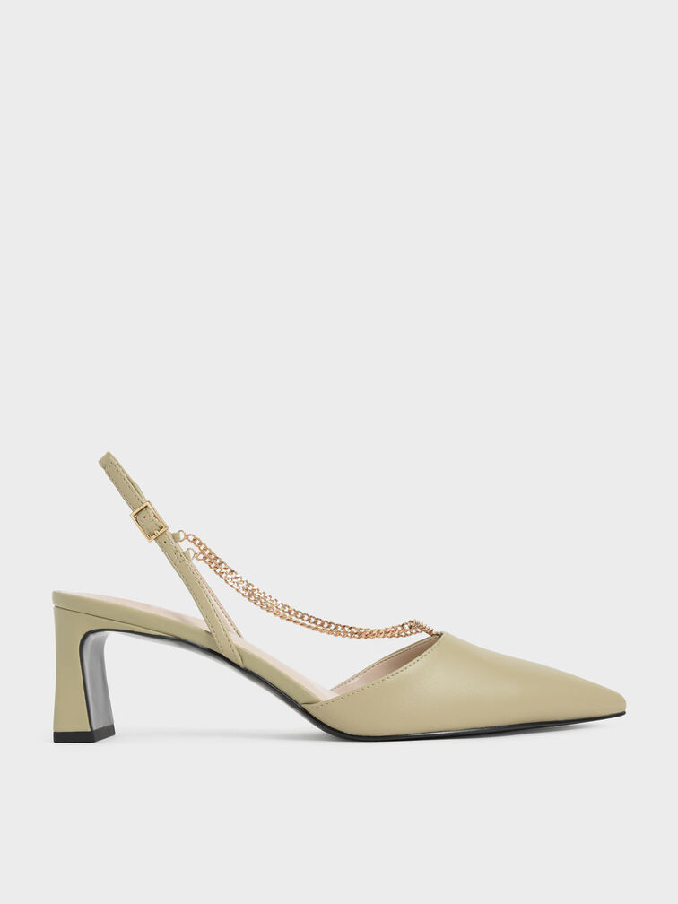 Chain Strap Pumps, Sage Green, hi-res