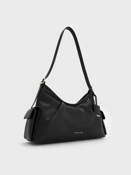 Khai Side-Pocket Shoulder Bag, Black, hi-res