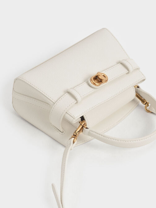 Aubrielle Metallic-Buckle Top Handle Bag, Cream, hi-res