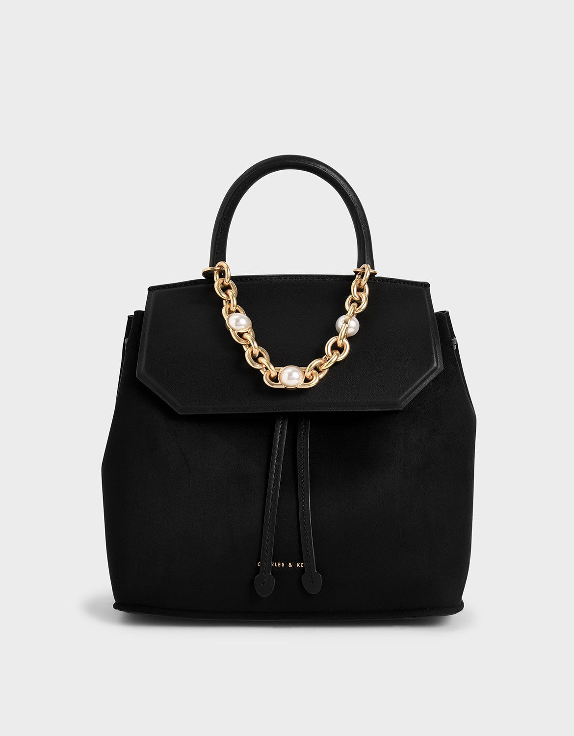 charles and keith textured chain handle bag