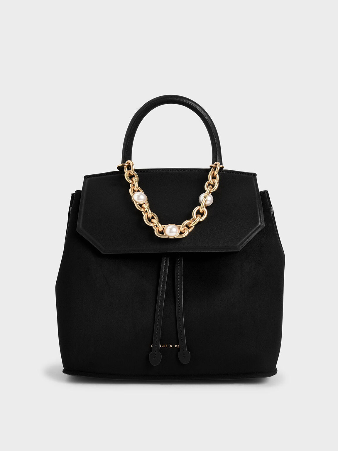 Black Textured Chain Link Backpack Charles Keith Sg