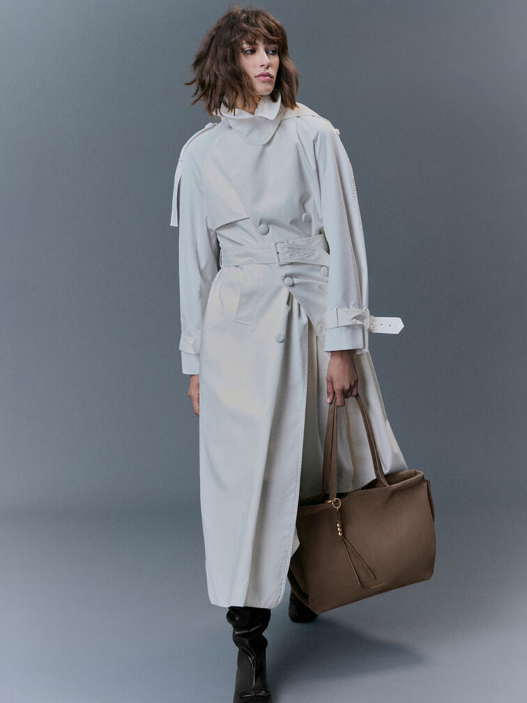 XL Zephyr Tassel Tote Bag, Stone Grey, hi-res