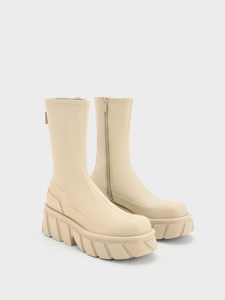 Aberdeen Side-Zip Platform Boots, Chalk, hi-res