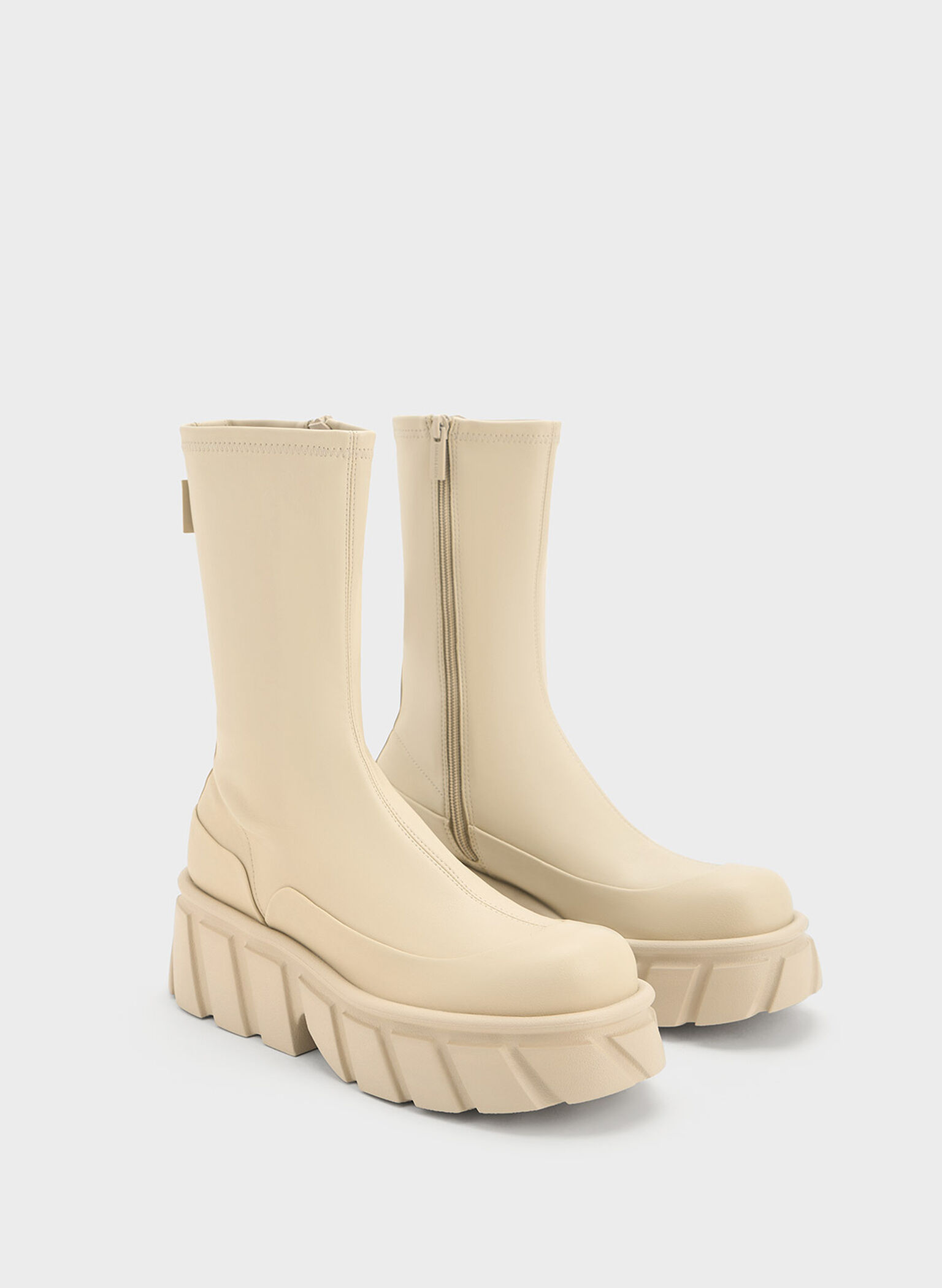 Botas Aberdeen de plataforma con cremallera lateral, Blanco tiza, hi-res