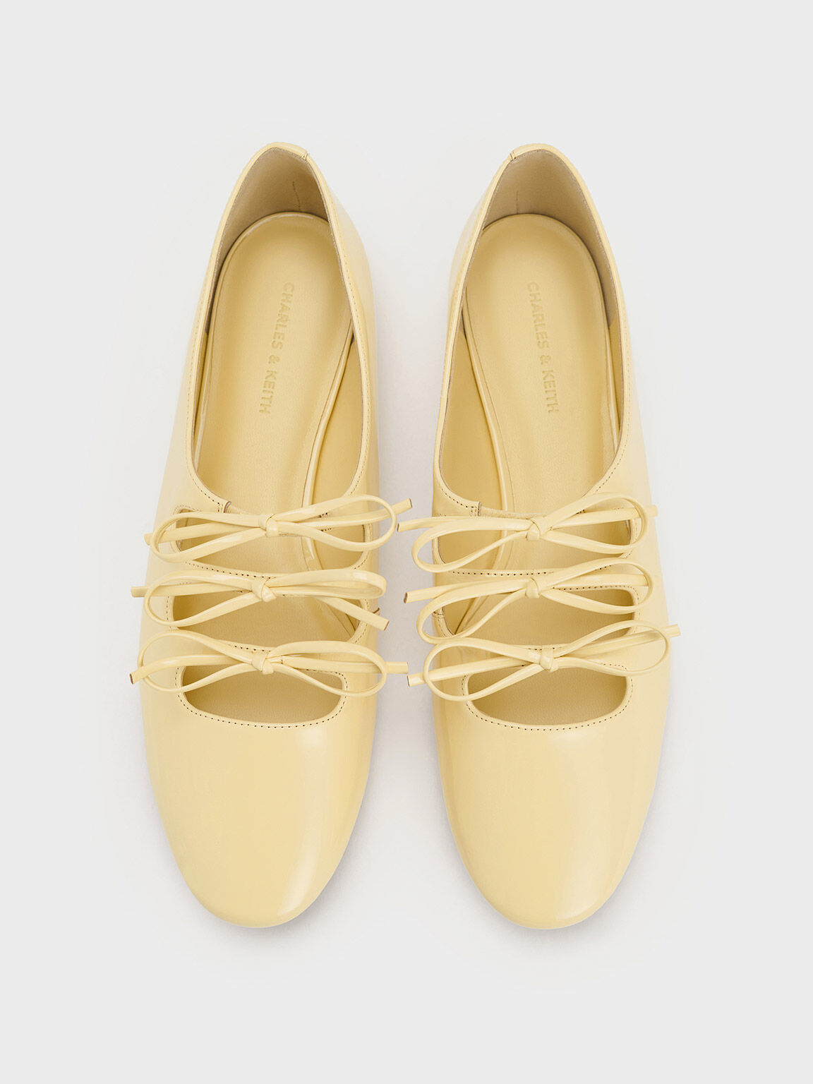 Dorri Patent Triple Bow Ballet Flats Butter