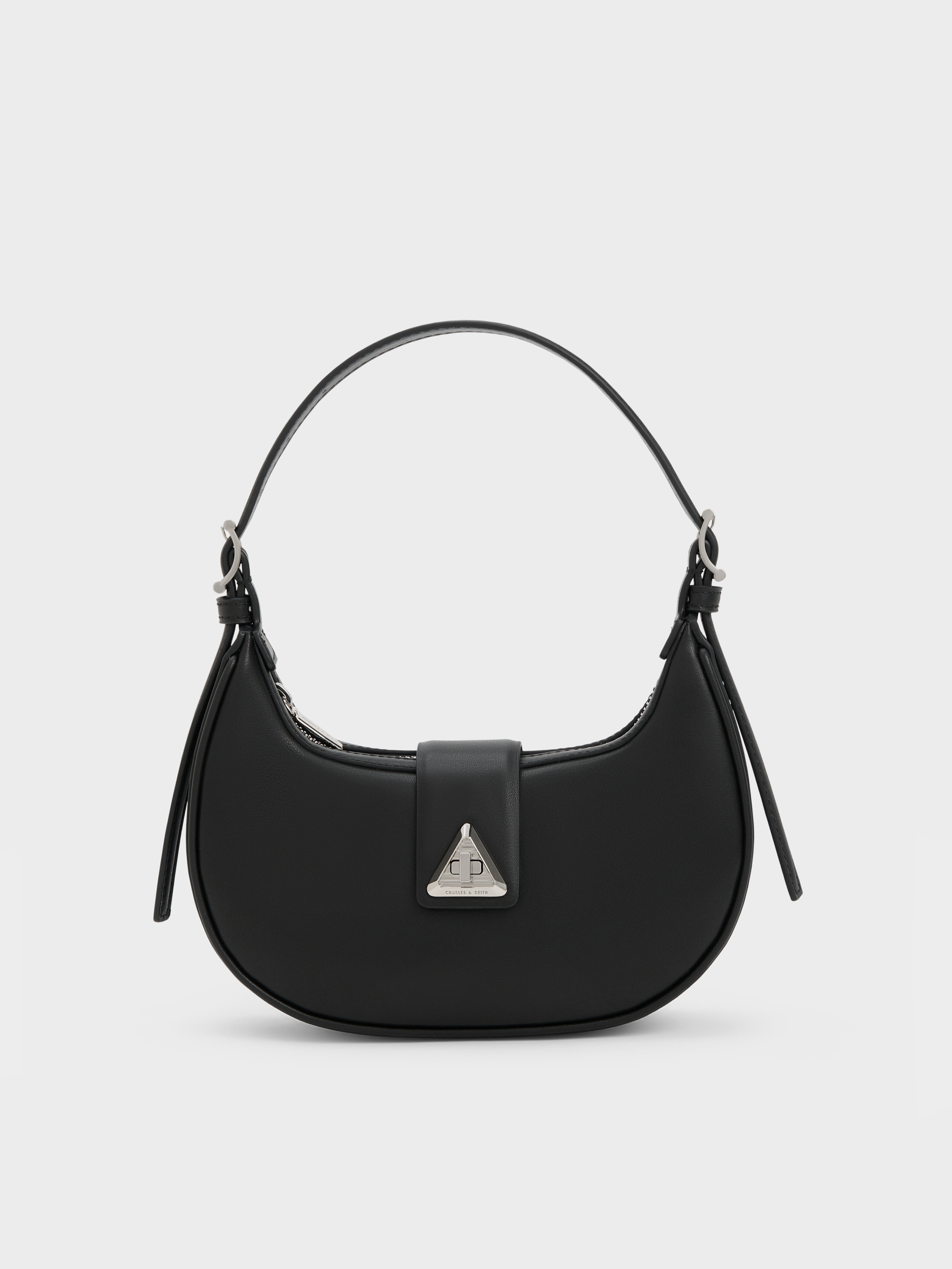 Noir Trice Metallic-Accent Belted Shoulder Bag - Noir - Bags