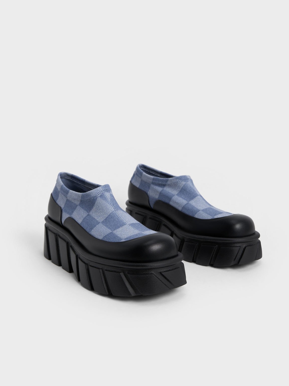 Aberdeen Checkered Denim Slip-On Sneakers, Multi, hi-res