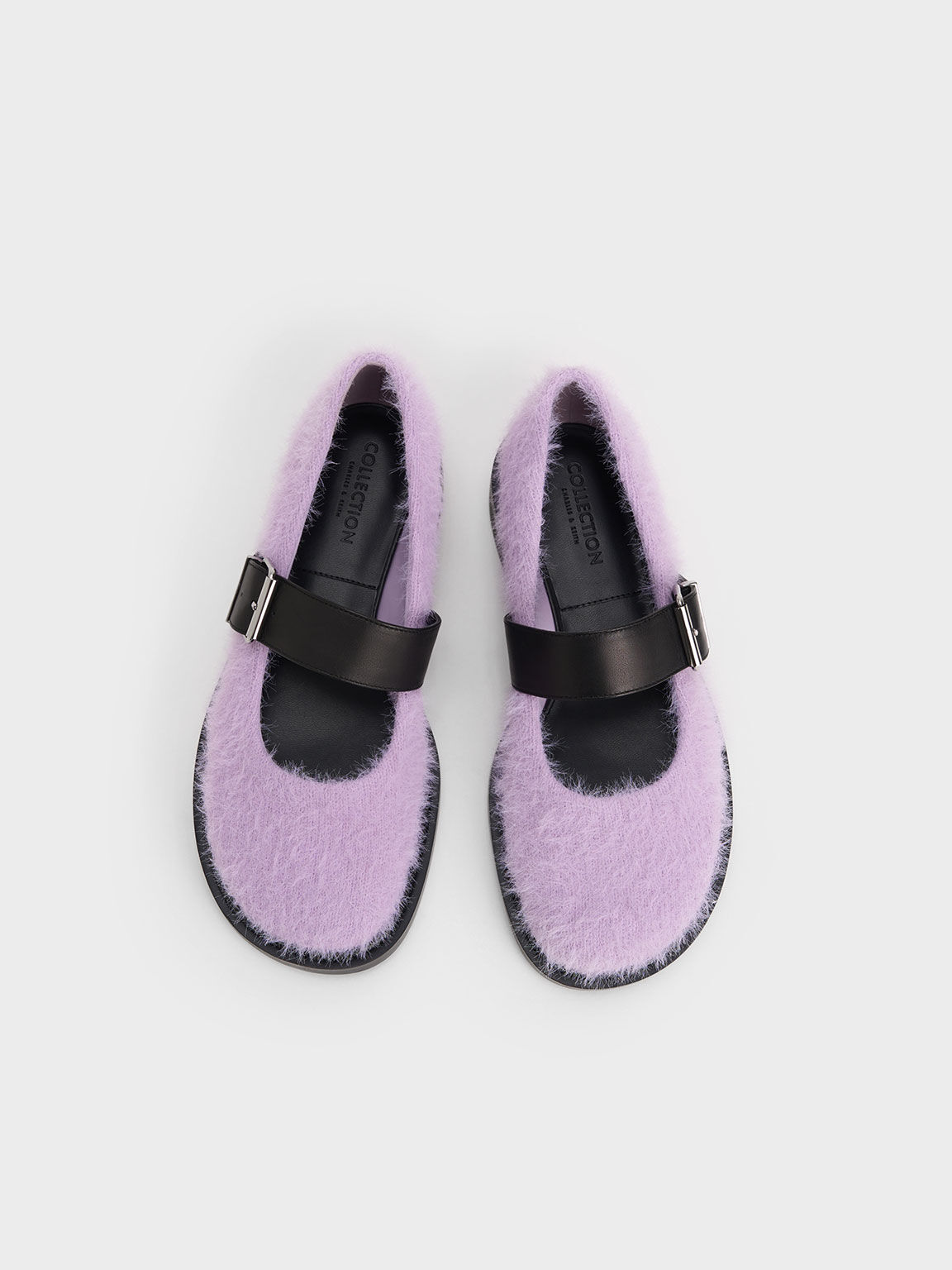 Leather Furry Mary Janes, Lilac, hi-res