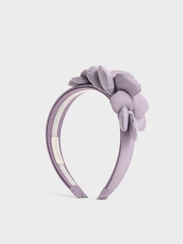 Flower-Embellished Hair Band, Lilac, hi-res