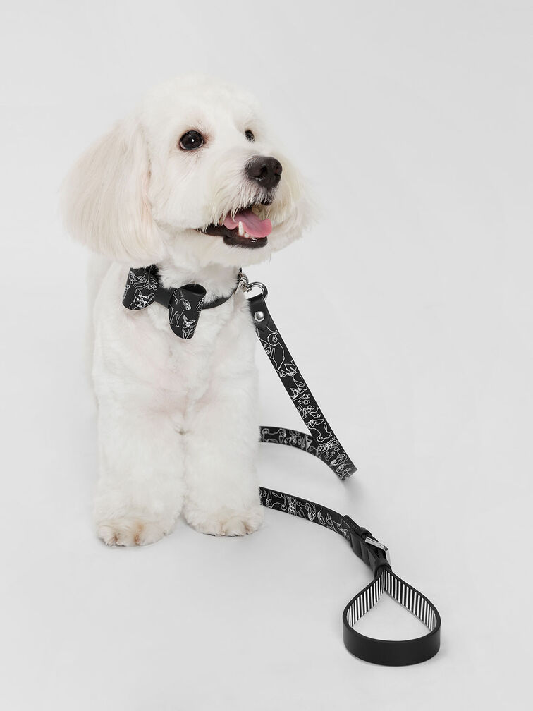 Printed Pet Leash, Black, hi-res