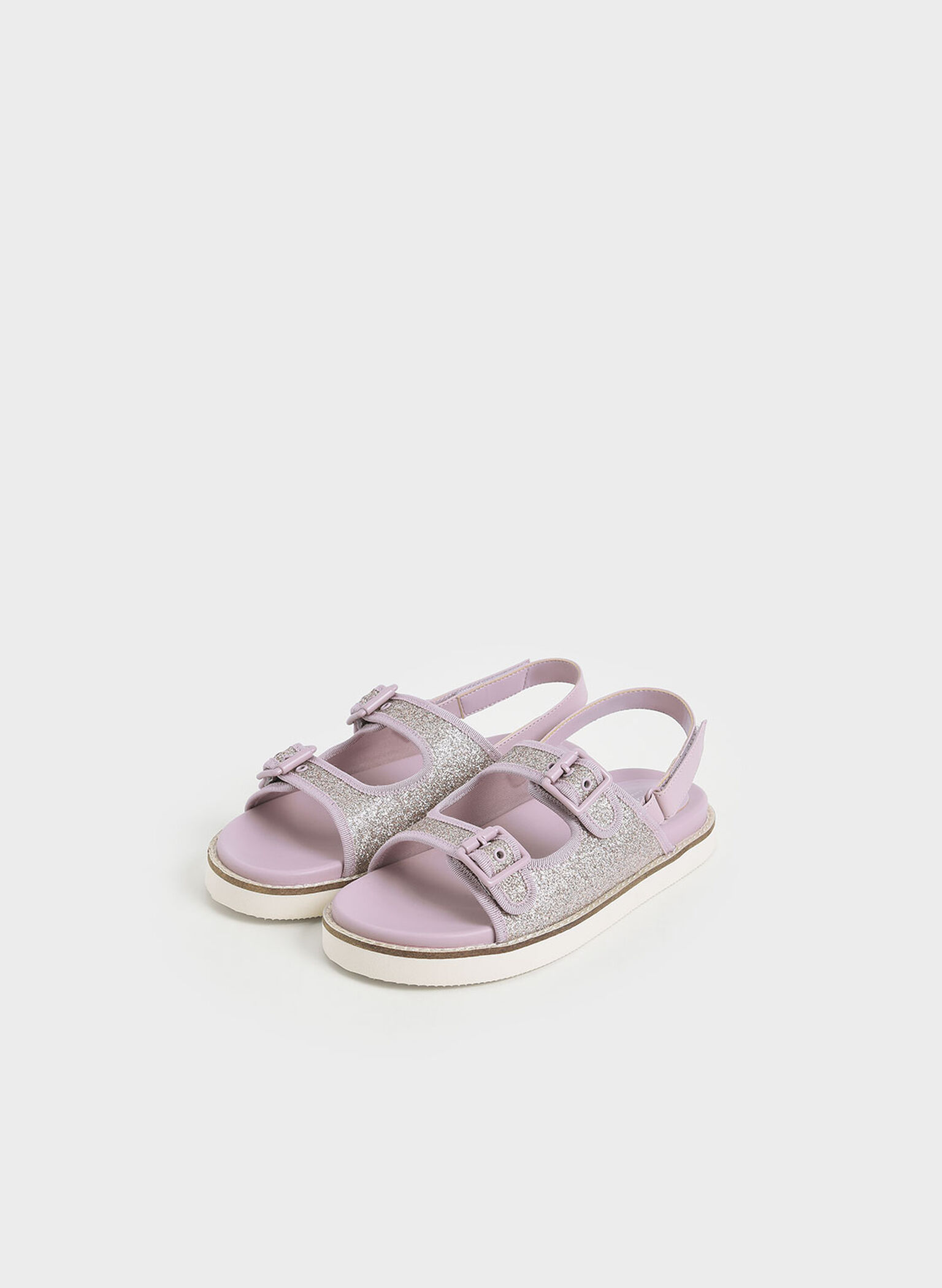 Girls' Glitter Sports Sandals, Lilac, hi-res