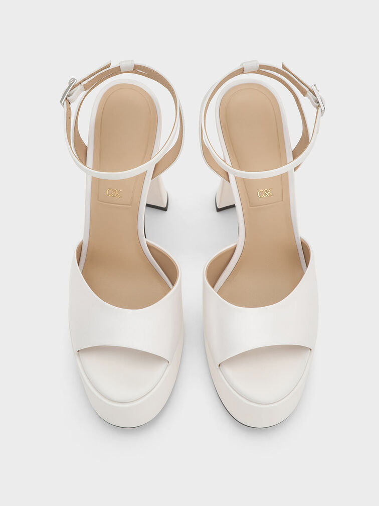 Michelle Recycled Polyester Platform Sandals, White, hi-res