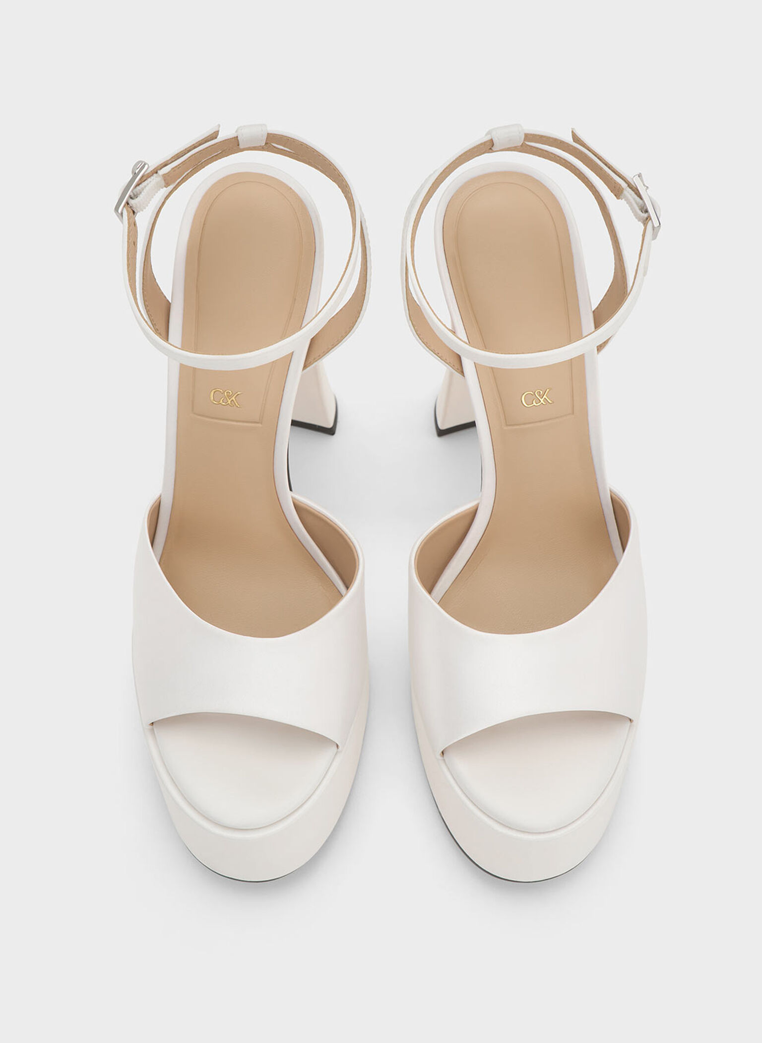 Michelle Recycled Polyester Platform Sandals, White, hi-res
