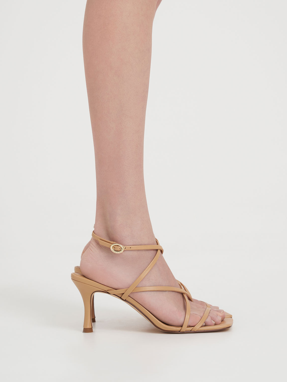 Crossover Strappy Sandals, Tan, hi-res