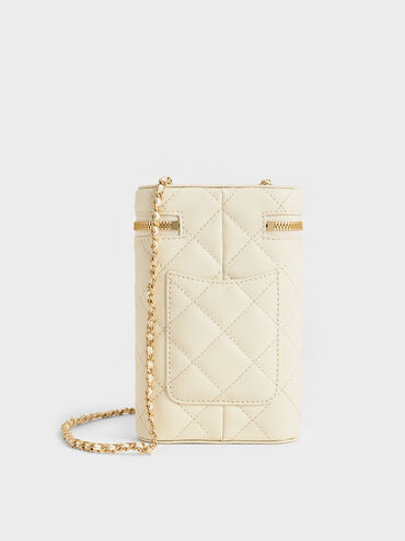 Minibolso acolchado Apfra alargado, Crema, hi-res