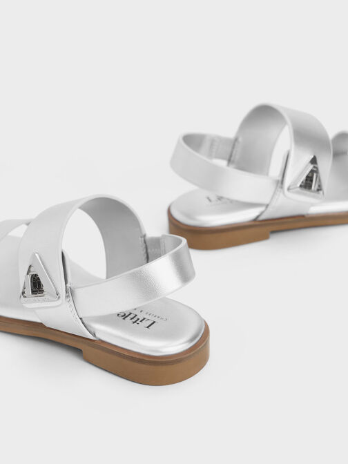 Trice 三角釦兒童涼鞋, 銀色, hi-res