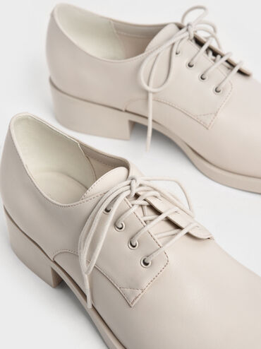 Lace-Up Square-Toe Oxfords, Chalk, hi-res