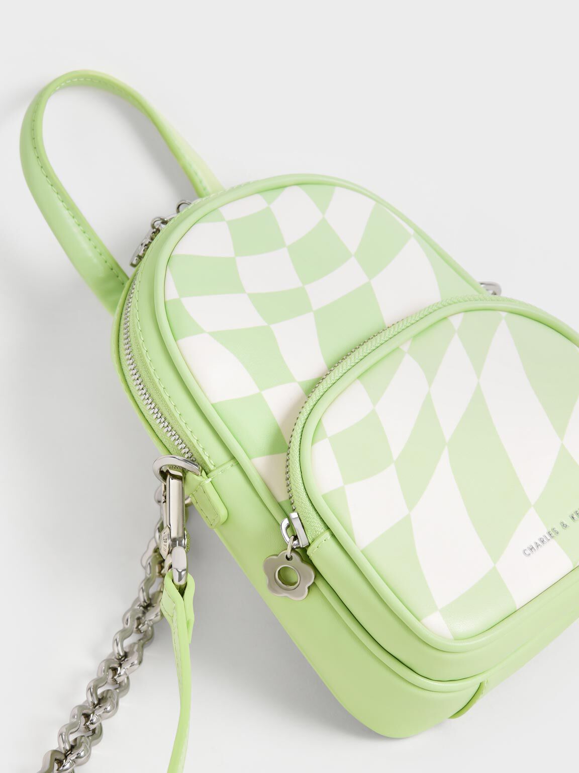 Minka Checkered Double Pocket Crossbody Bag, Mint Green, hi-res