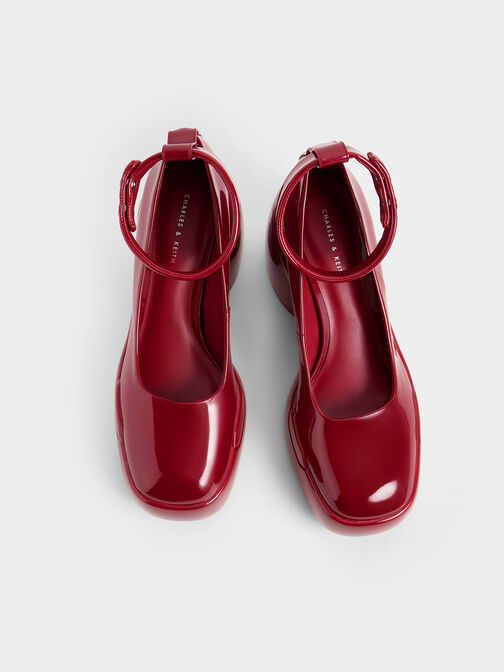 Lula Patent Chunky Heel Pumps, Red, hi-res