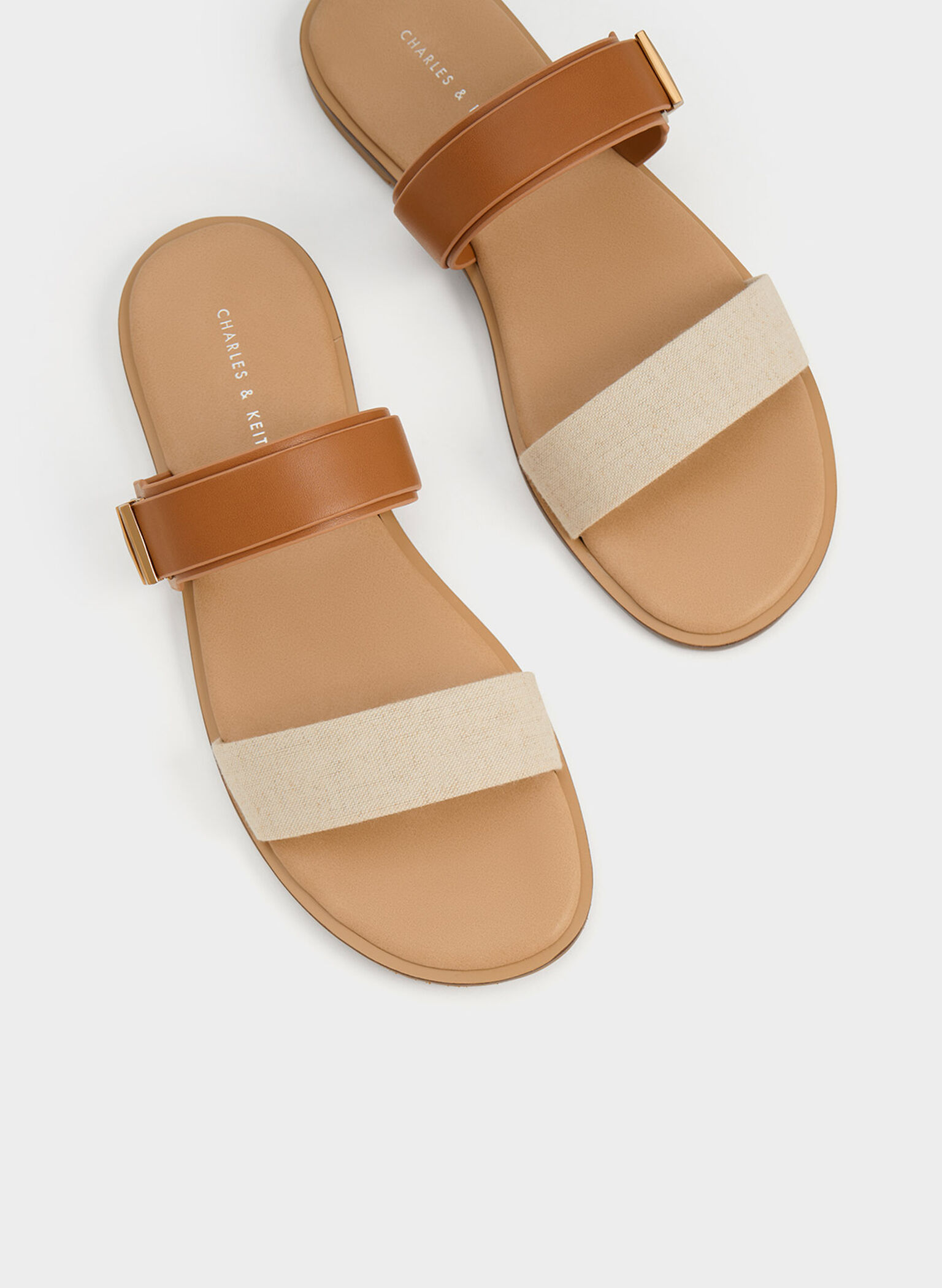 Dove Two-Tone Double-Strap Sandals, Caramel, hi-res