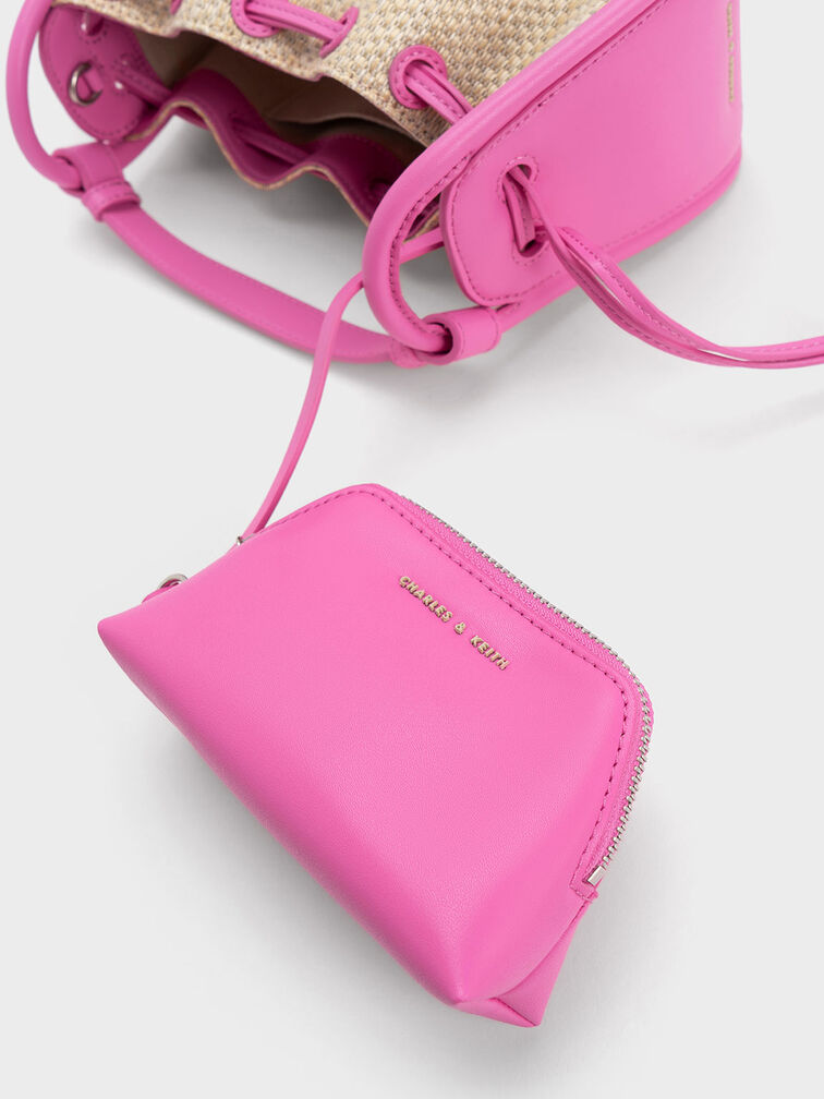 Ashby Raffia Curved Handle Bag, Pink, hi-res