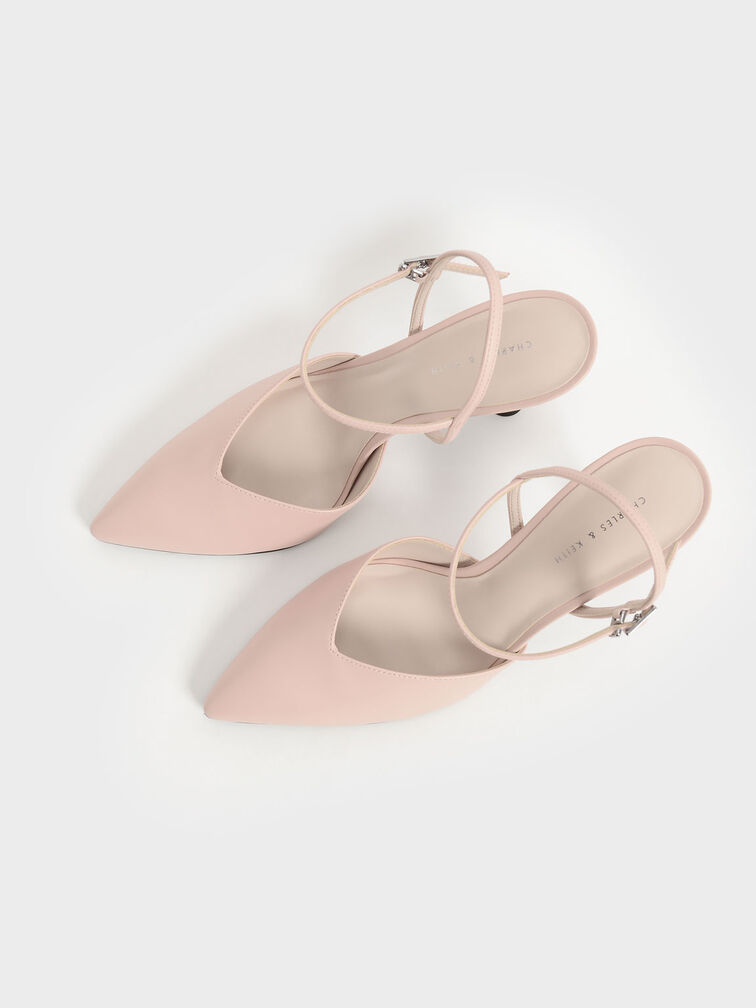 Sculptural Heel Ankle Strap Pumps, Nude, hi-res