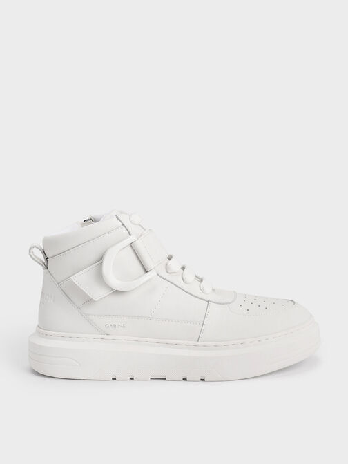 Gabine Leather High-Top Sneakers, White, hi-res