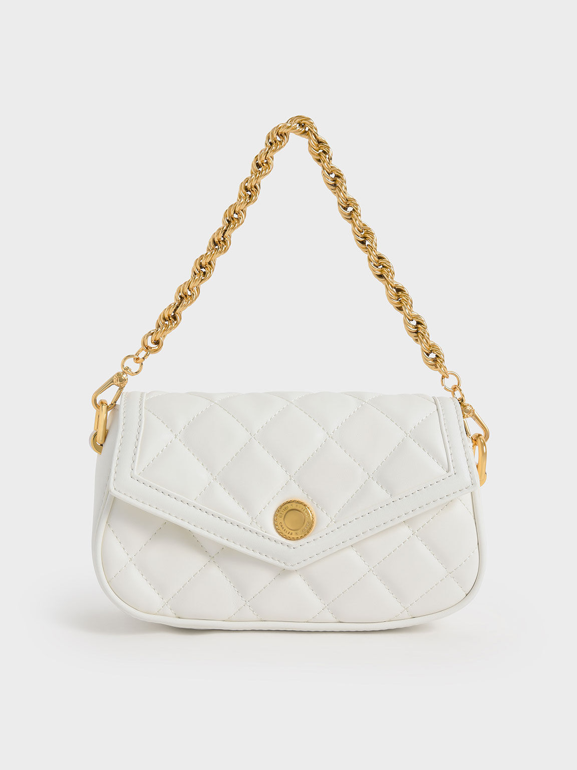 White bag with gold chain outlet