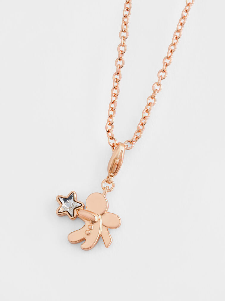 Athalia Gingerbread-Fairy Crystal-Star Charm, Rose Gold, hi-res