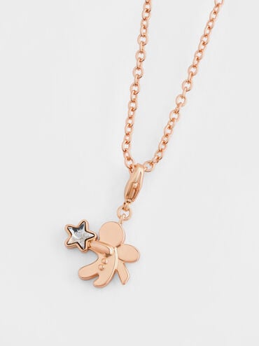 Athalia Gingerbread-Fairy Crystal-Star Charm, Rose Gold, hi-res