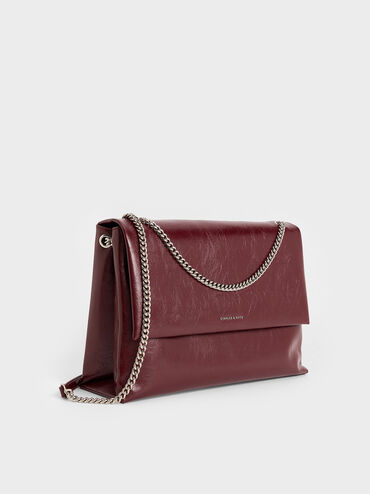 Sianna Chain-Handle Shoulder Bag, Burgundy, hi-res