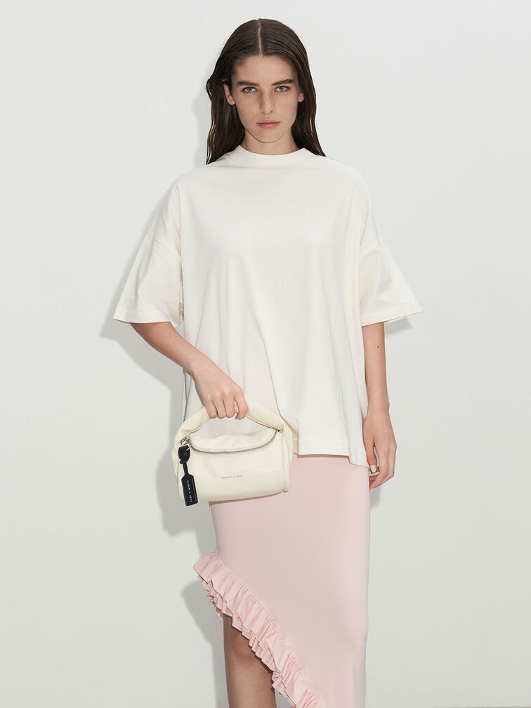 Yama Padded Cylindrical Bag, Cream, hi-res