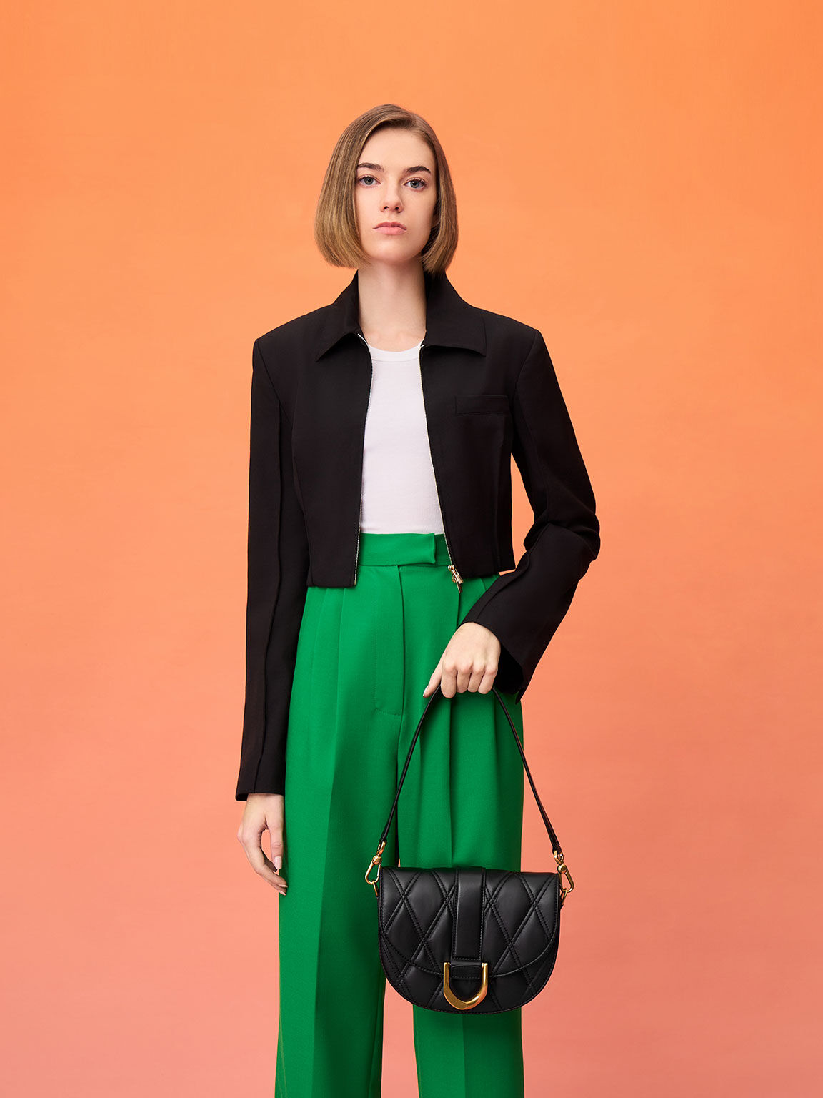 Gabine Quilted Saddle Bag, Black, hi-res