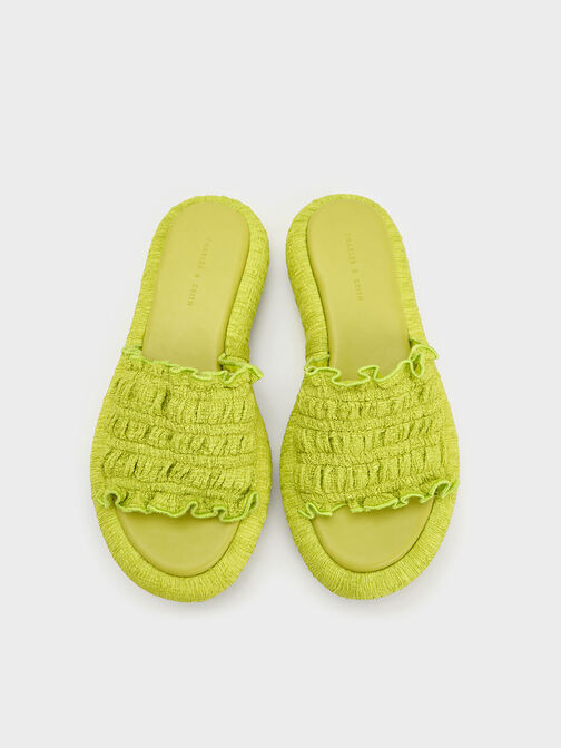 Nuala Ruched Flatforms, Lime, hi-res