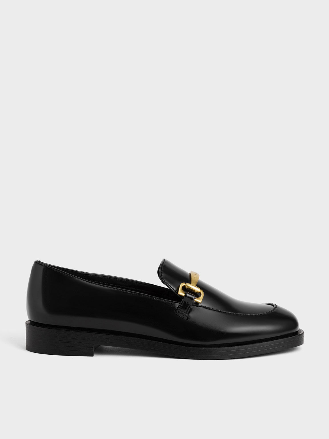 Metallic Accent Loafers, Black, hi-res