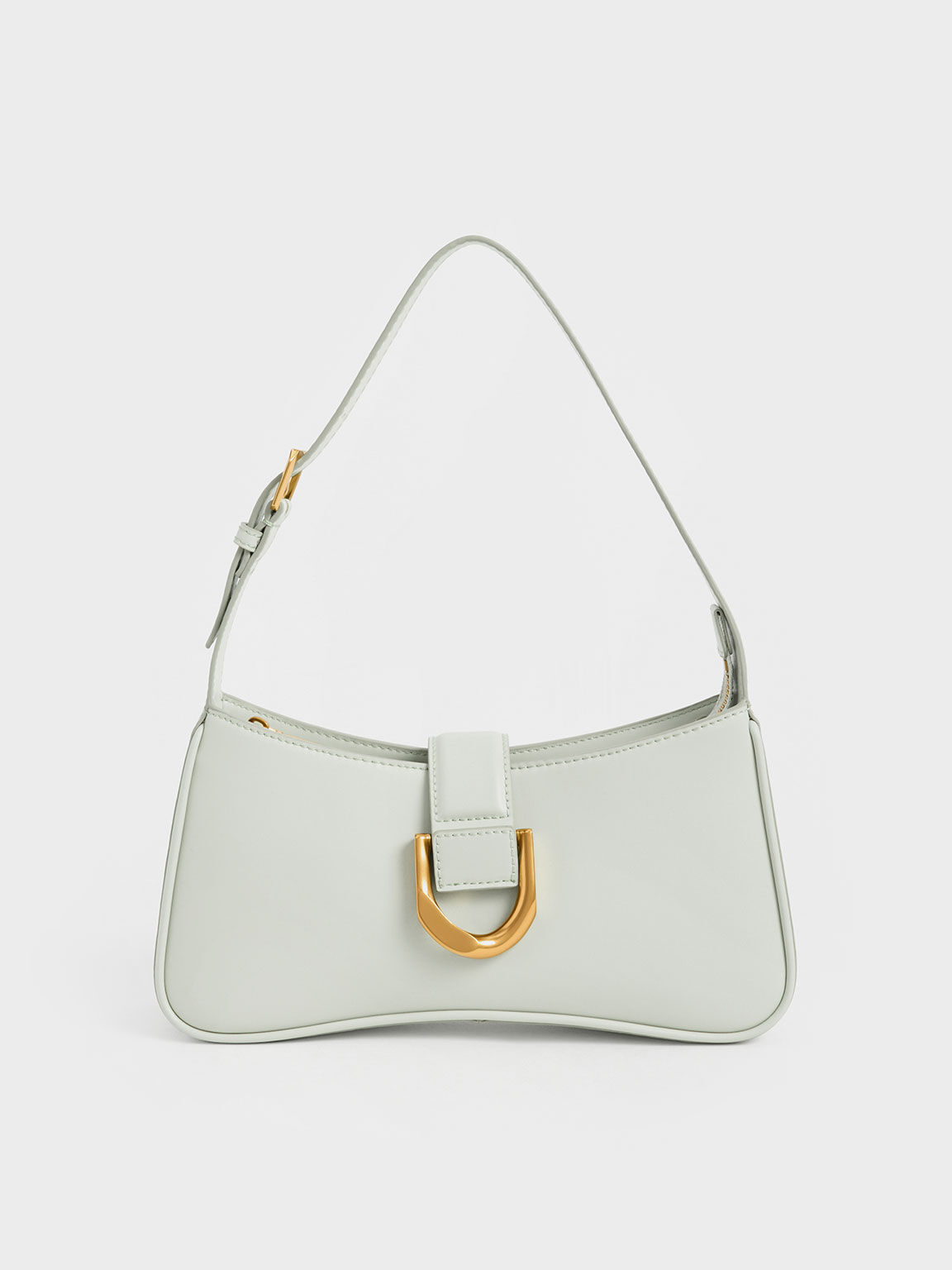 Gabine Curved Shoulder Bag, Mint Green, hi-res