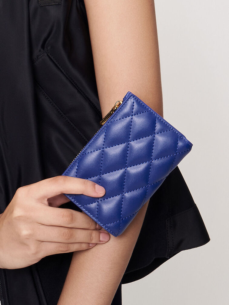 Lillie Quilted Mini Wallet, Cobalt, hi-res