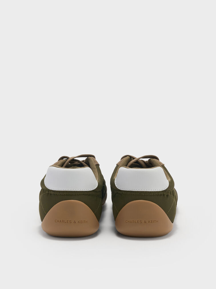 Zapatillas deportivas de perfil bajo con paneles en contraste de nailon, Verde oliva, hi-res