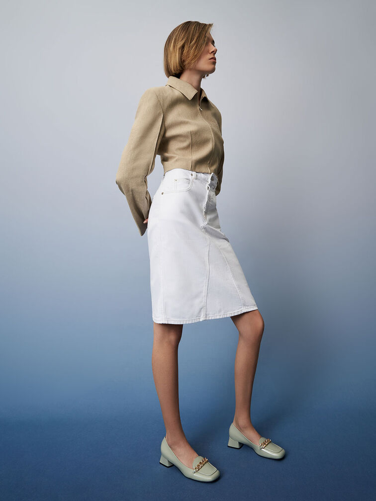 Chain-Link Patent Loafers, Sage Green, hi-res