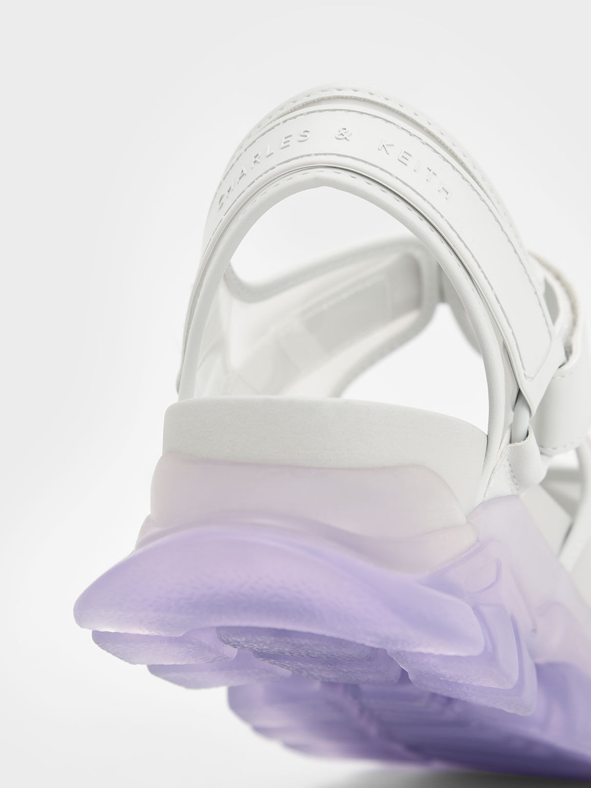 Coloured Translucent-Sole Chunky Sport Sandals, Purple, hi-res