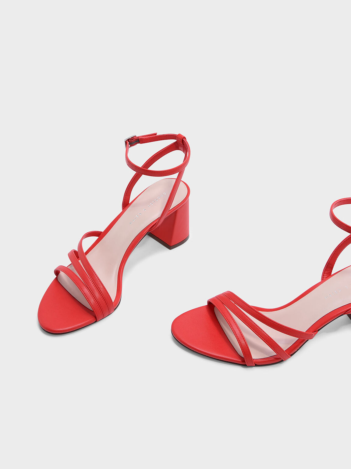 Ankle Strap Sandals, Red, hi-res