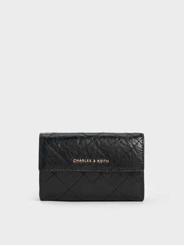 Duo Quilted Fold-Over Wallet, Black, hi-res