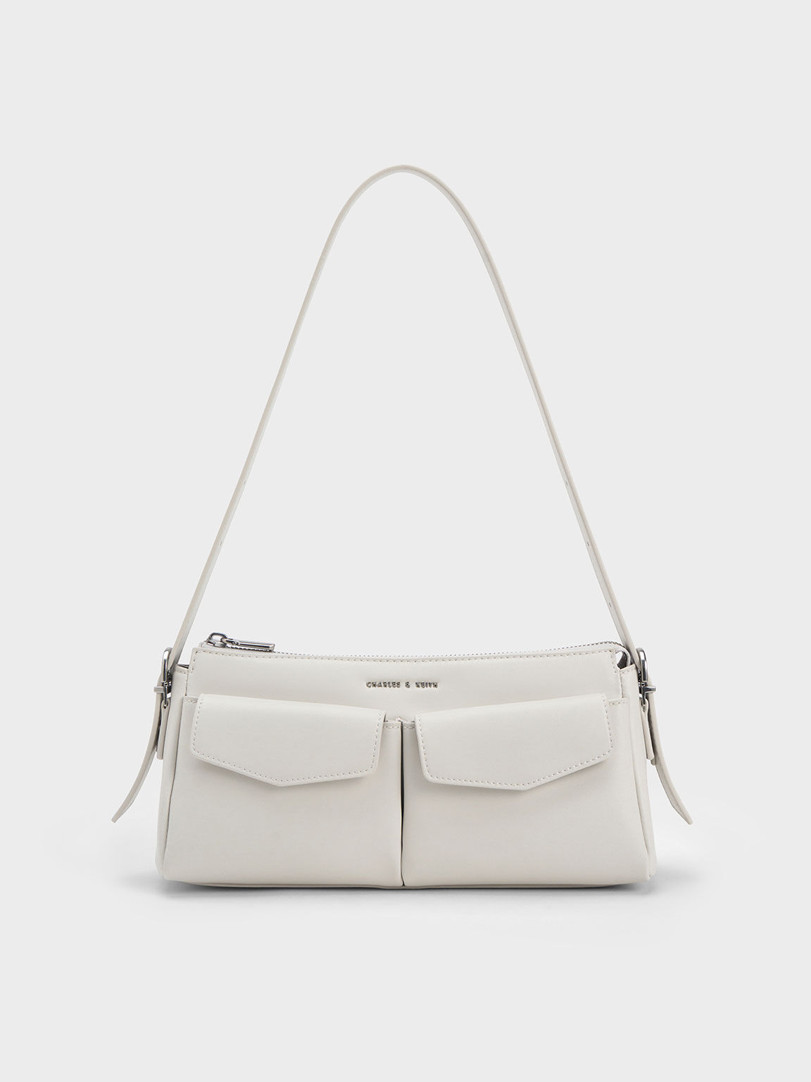 Double Pouch Shoulder Bag, White, hi-res