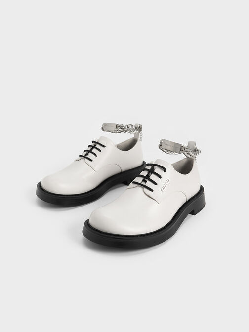 Chunky Chain Derby Shoes, White, hi-res