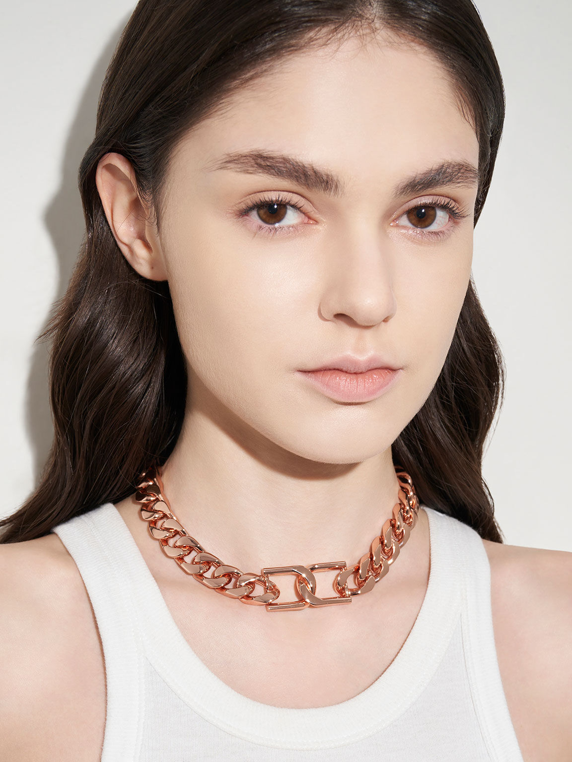 Gabine Chain Link Choker Necklace Rose Gold