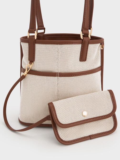 Addison Canvas Knotted-Rope Double-Handle Tote Bag, Taupe Canvas, hi-res