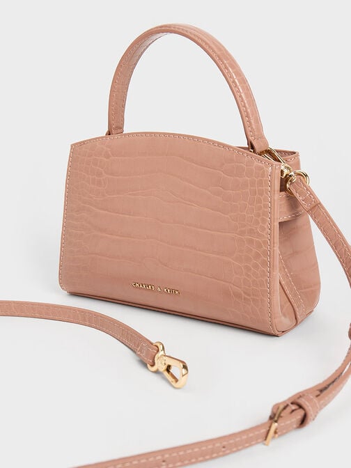 Aubrielle Croc-Effect Top Handle Bag, Blush, hi-res